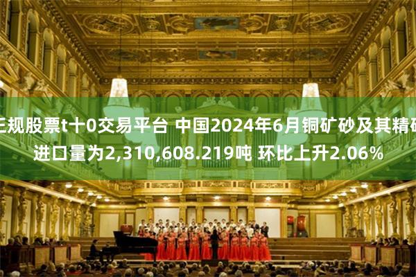 正规股票t十0交易平台 中国2024年6月铜矿砂及其精矿进口量为2,310,608.219吨 环比上升2.06%