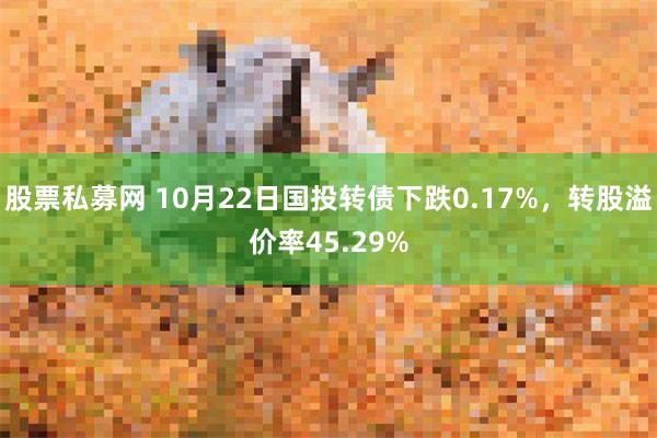 股票私募网 10月22日国投转债下跌0.17%，转股溢价率45.29%