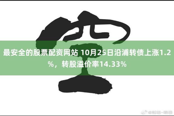 最安全的股票配资网站 10月25日沿浦转债上涨1.2%，转股溢价率14.33%